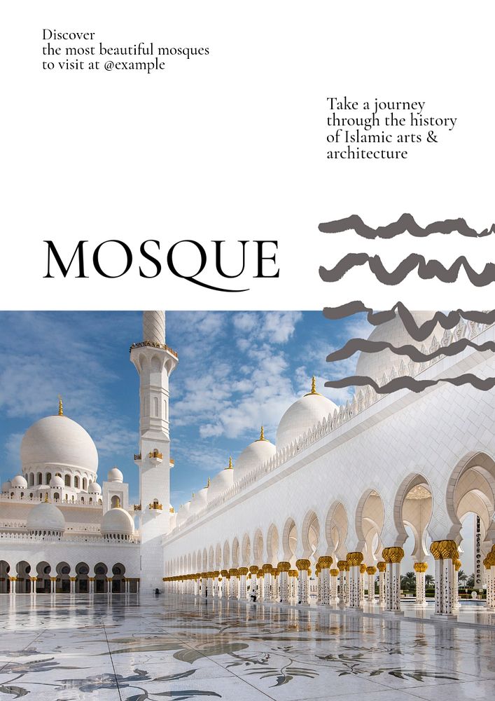 Mosque poster template, editable text & design