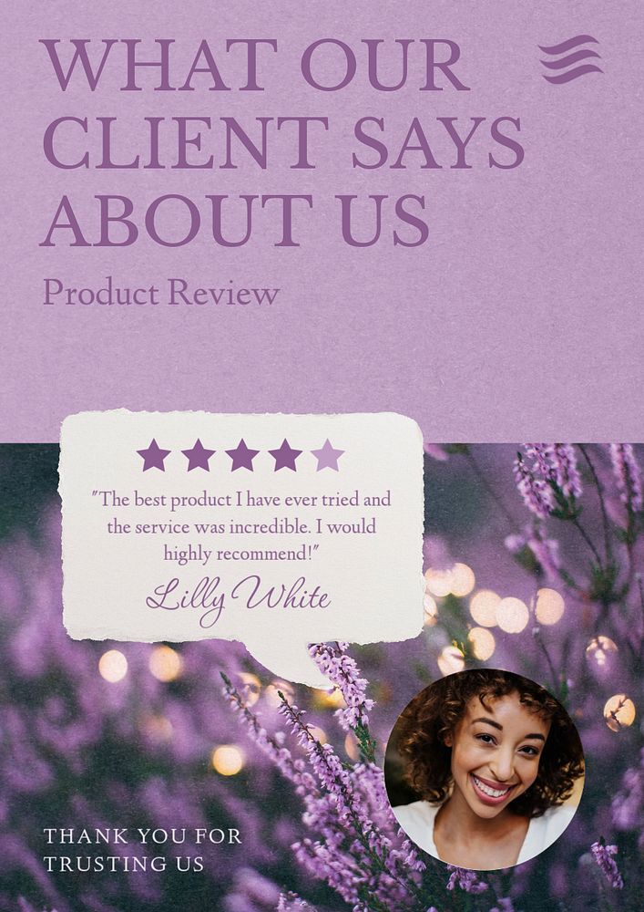 Client review  poster template, editable text & design