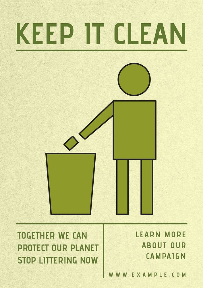 Litter & trash  poster template, editable text & design