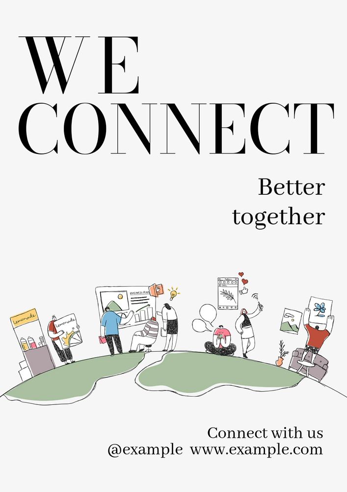 We connect  poster template, editable text & design