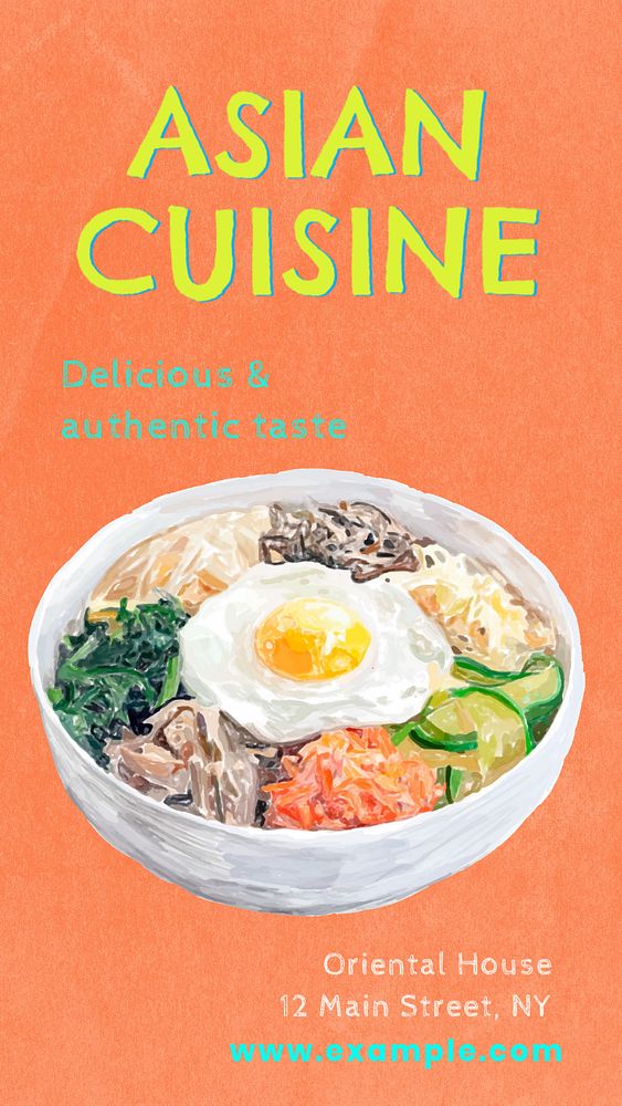 Asian cuisine  Instagram story template, editable text