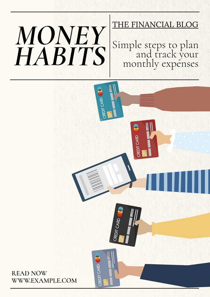 Money habits  poster template, editable text & design