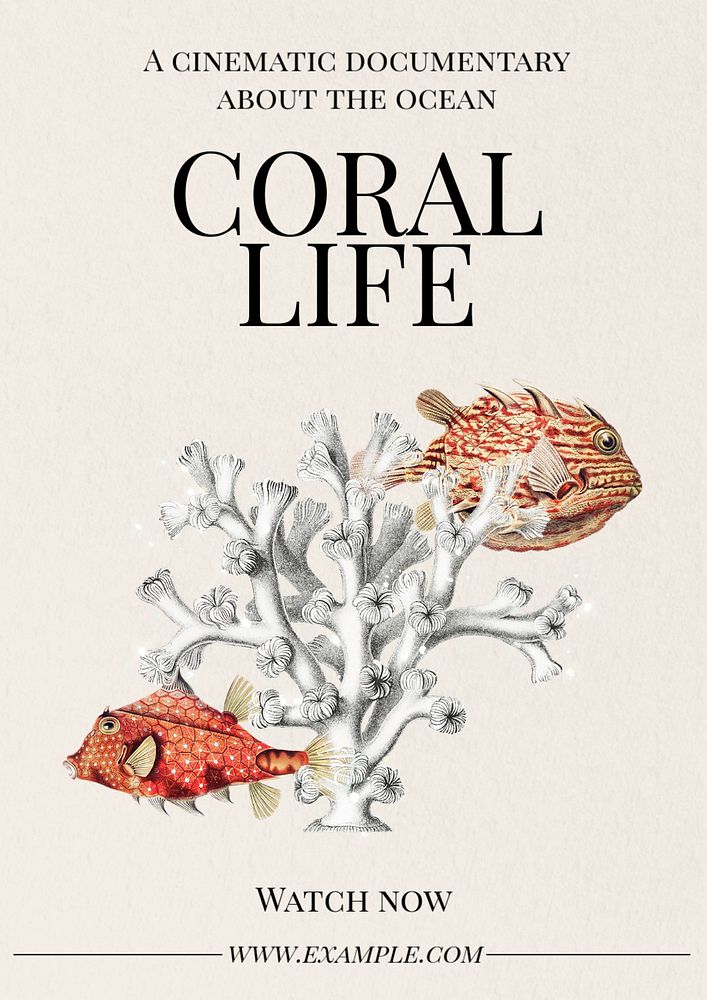 Coral life  poster template, editable text and design