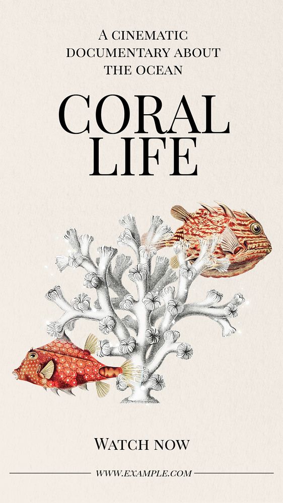 Coral life  social story template, editable Instagram design 