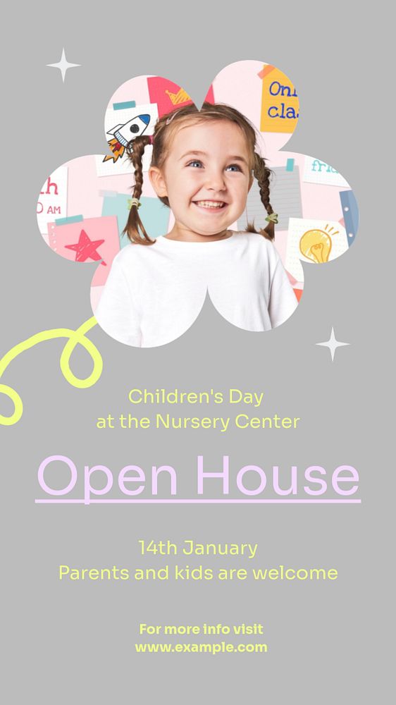 Open house Instagram story template, editable text