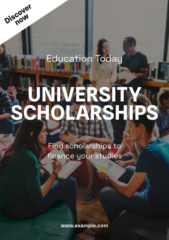 University scholarship poster template, editable text & design