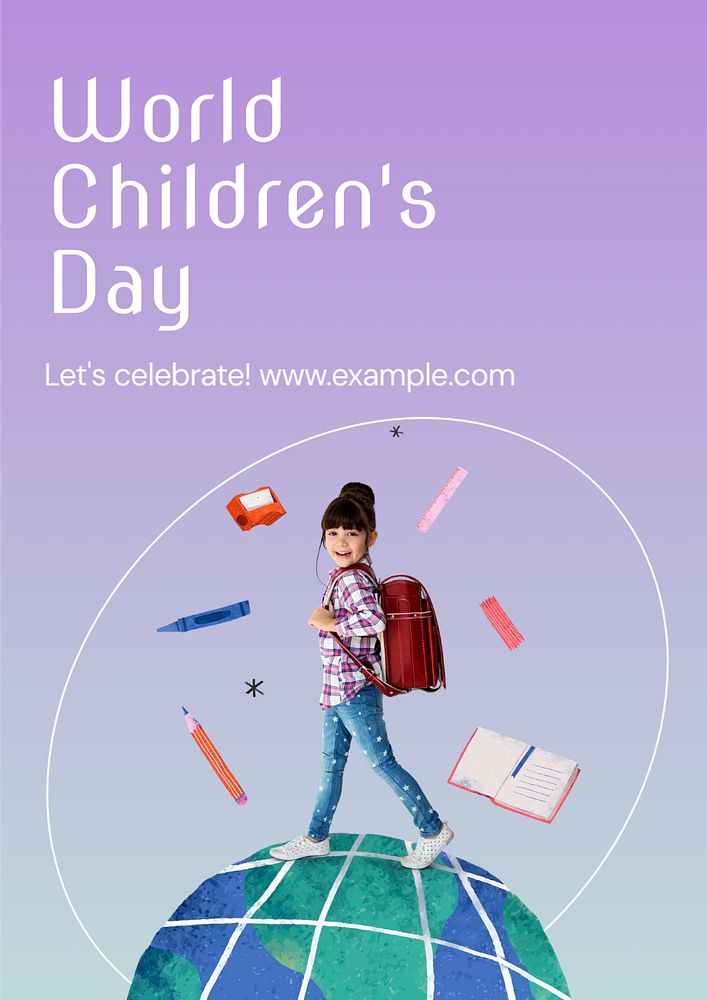 Children's day poster template, editable text & design