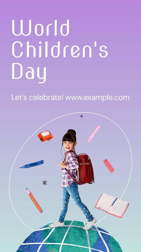 Children's day Instagram story template, editable text