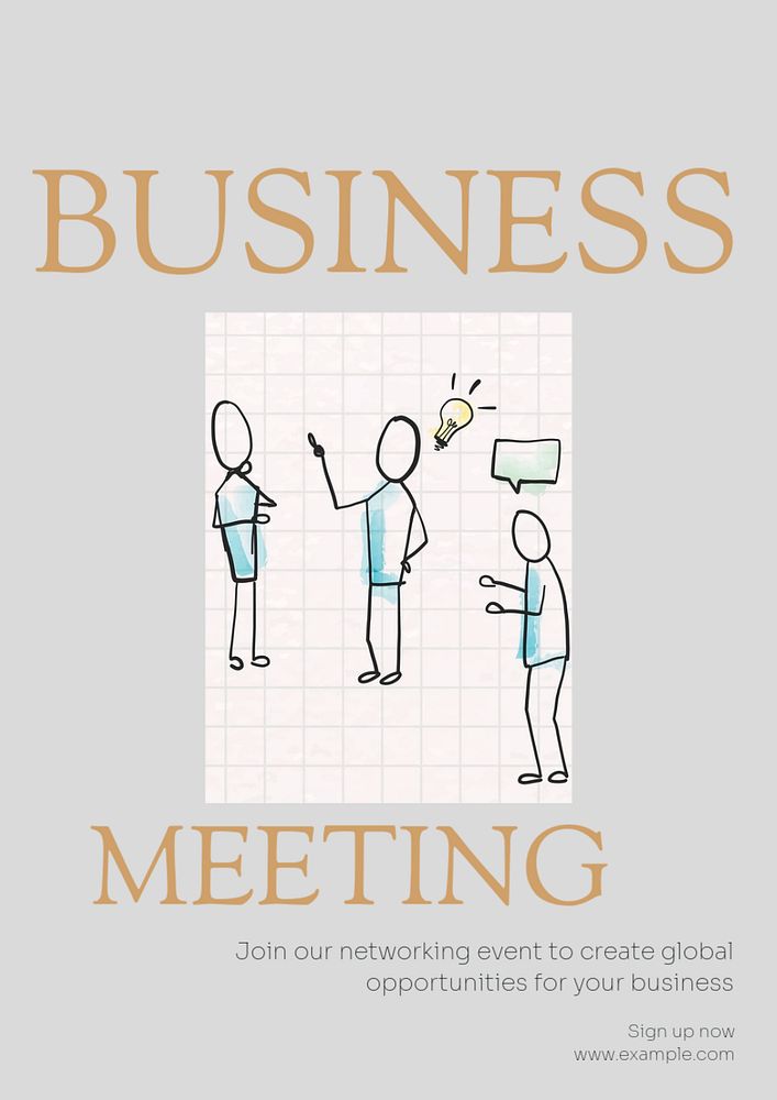 Business meeting poster template, editable text & design