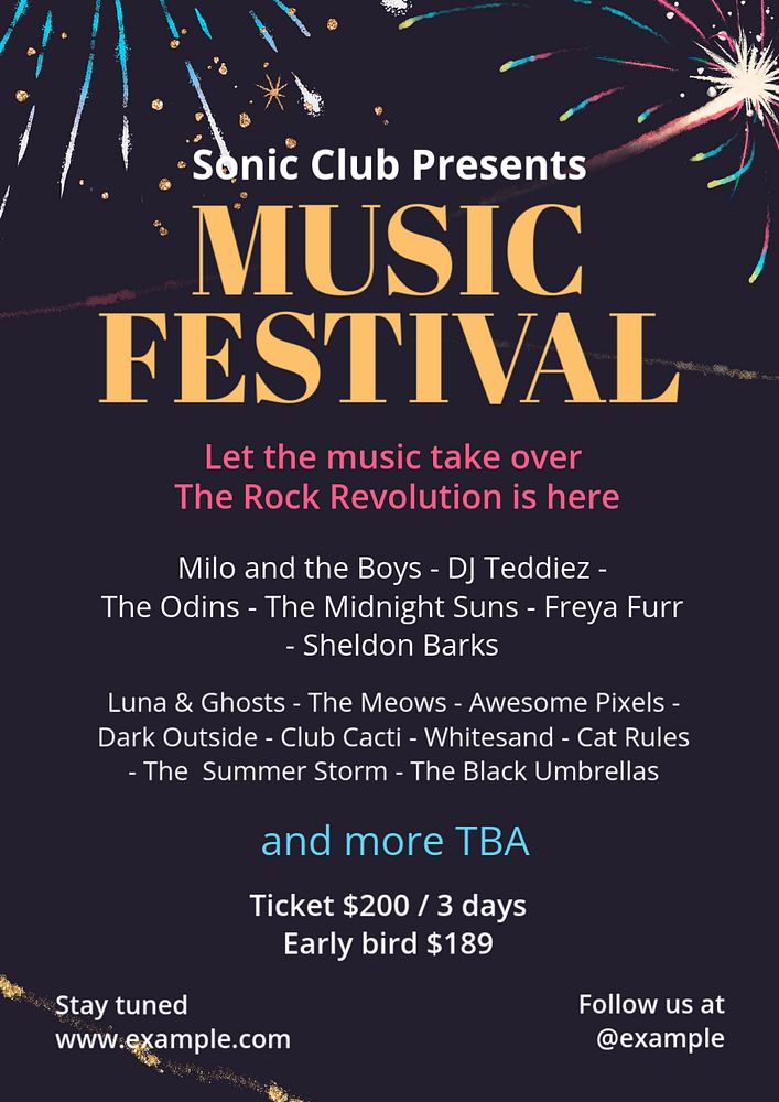 Music festival poster template, editable text & design