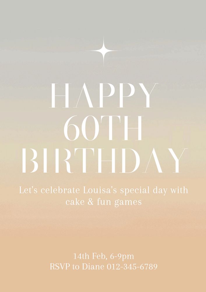 Senior's birthday poster template, editable text & design