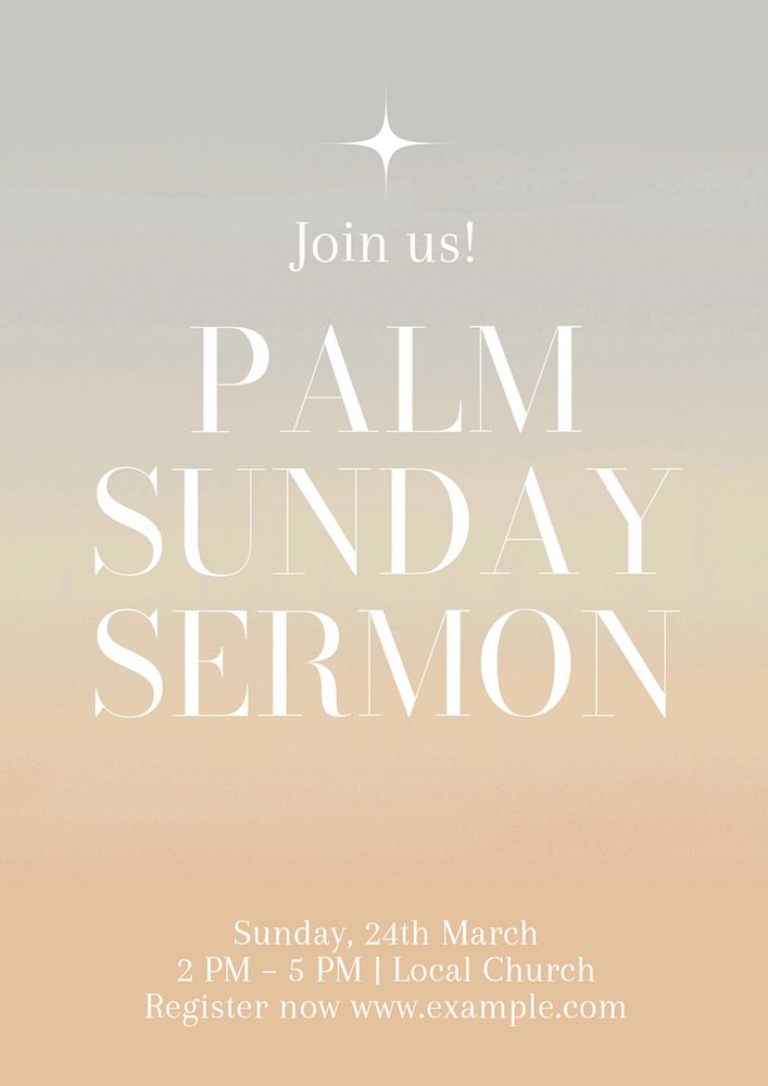 Palm Sunday sermon poster template, editable text & design