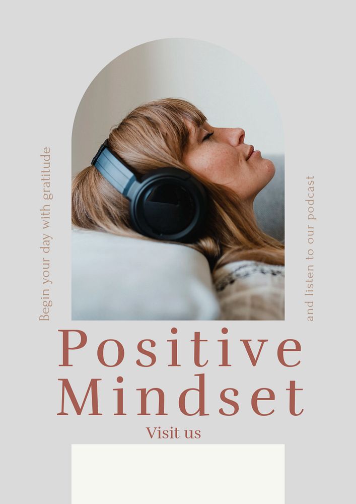 Positive thinking poster template, editable text & design