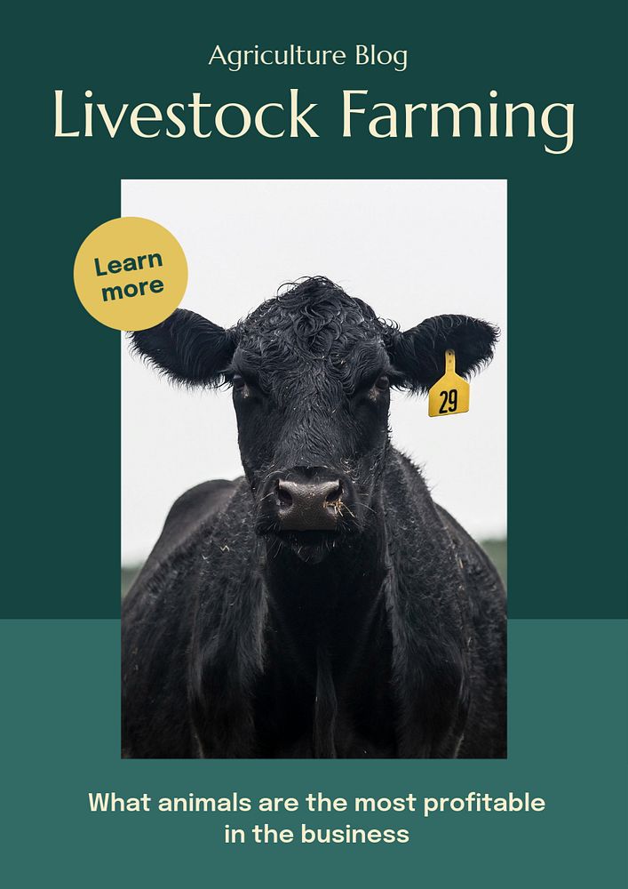 Livestock farming poster template, editable text & design