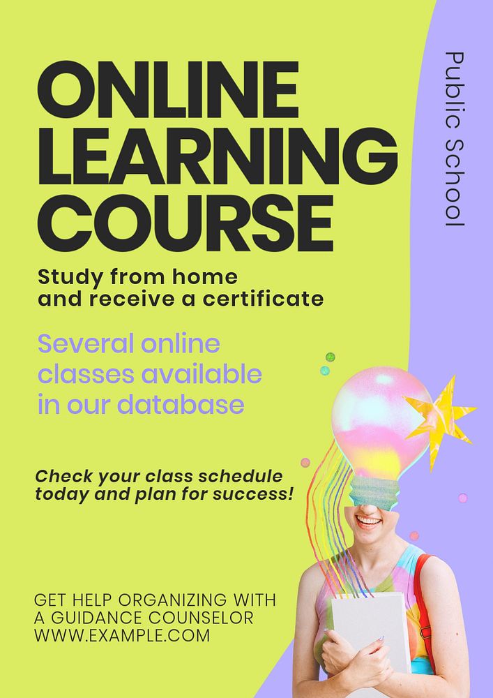 Online learning poster template, editable text & design