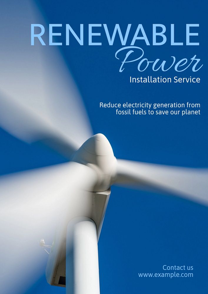 Renewable power poster template, editable text & design