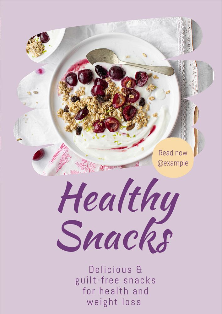 Healthy snacks poster template, editable text and design