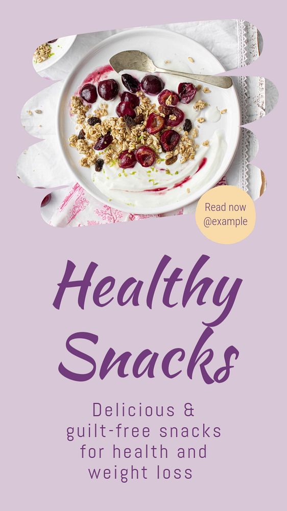 Healthy snacks   Instagram story template, editable text