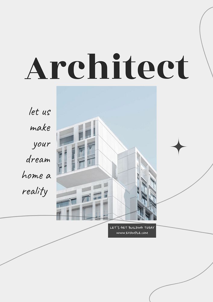 Architect service poster template, editable text and design