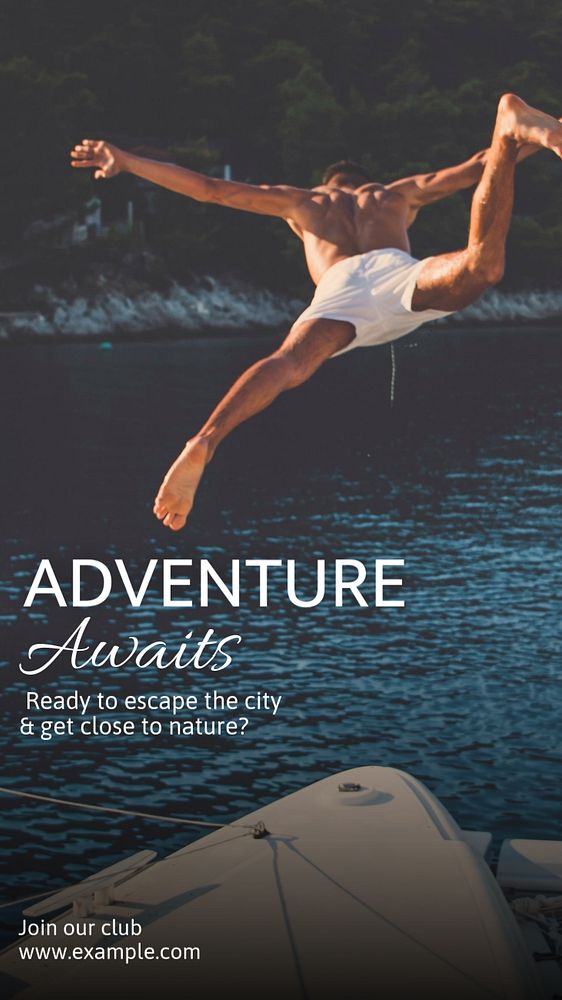 Camping & adventure club Instagram story template, editable text