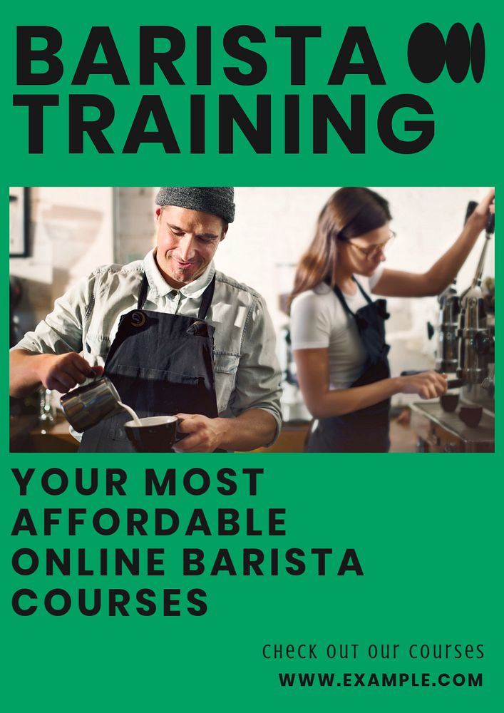 Barista training poster template, editable text & design