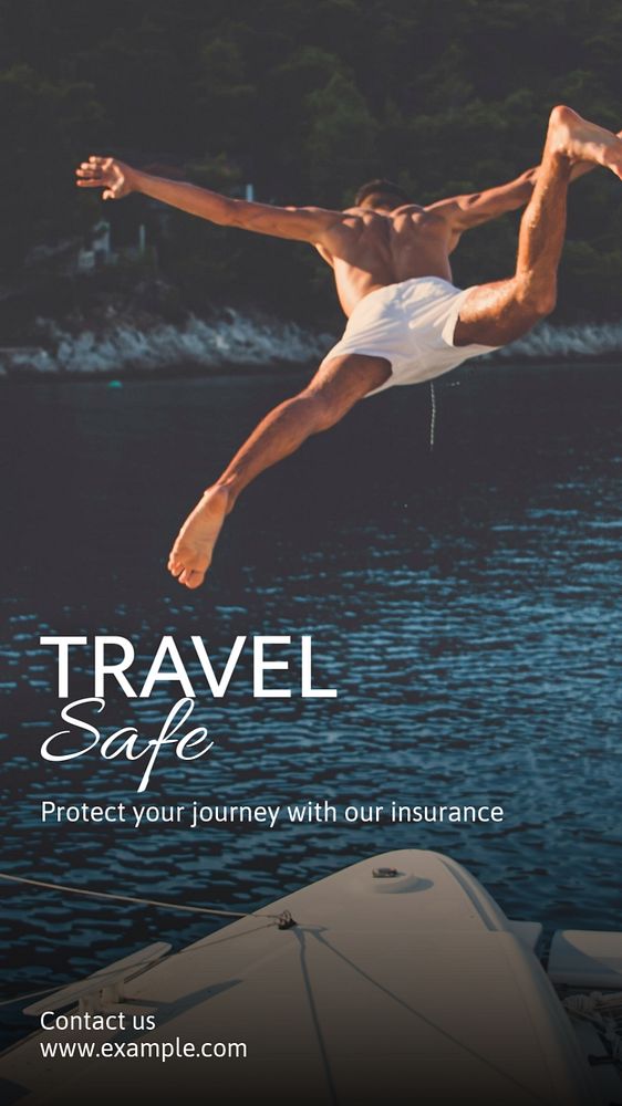 Travel insurance Instagram story template, editable text