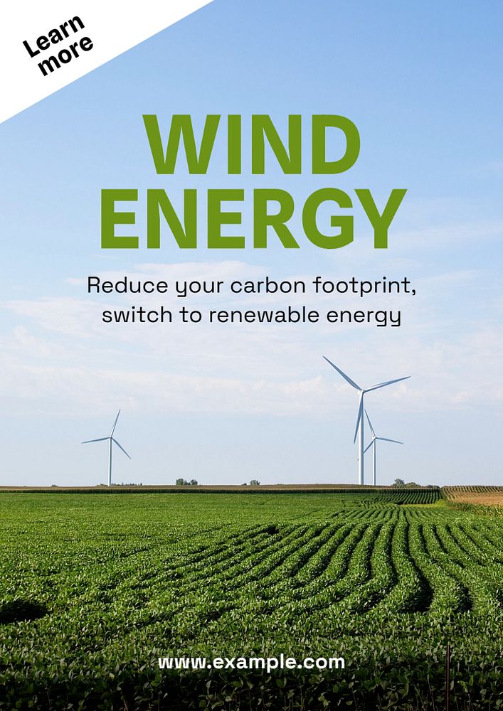 Wind energy poster template, editable text & design