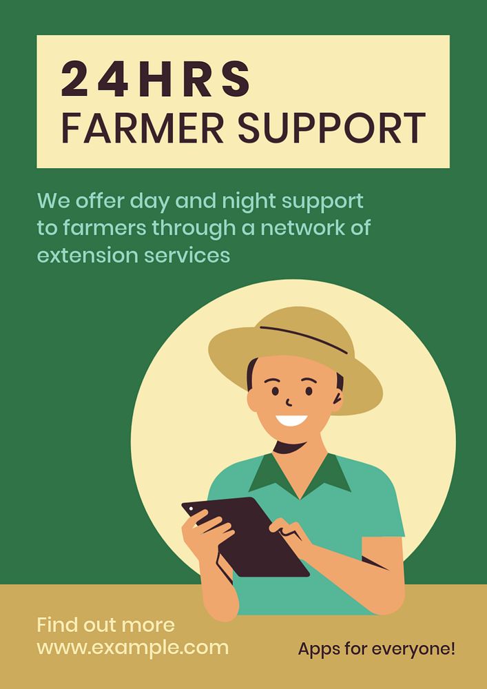 Farmer support poster template, editable text & design