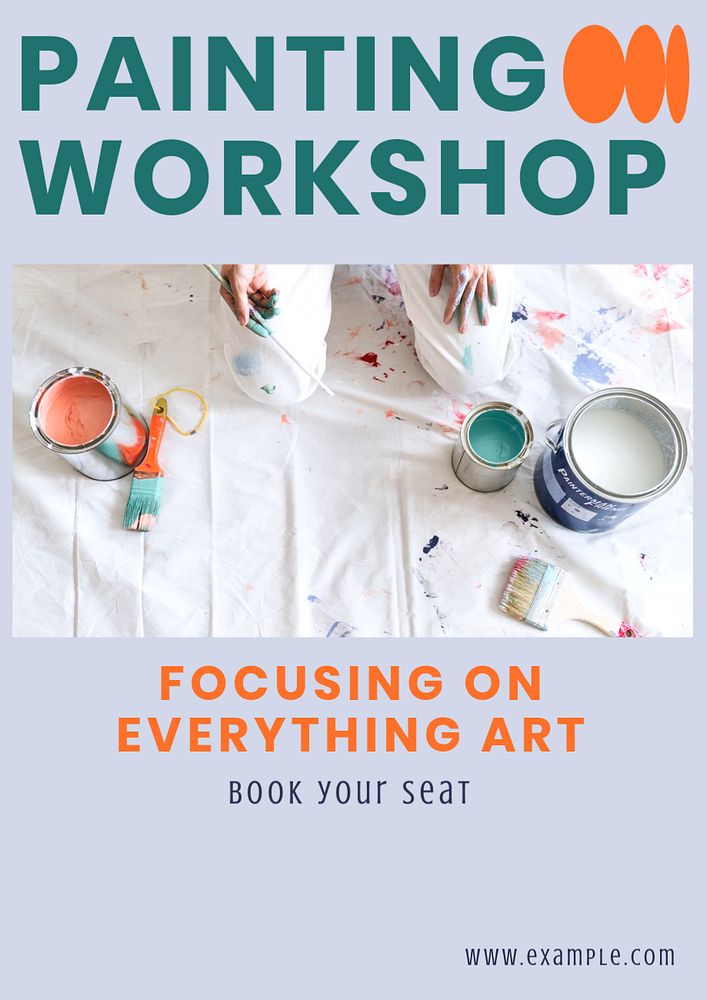 Painting workshop poster template, editable text & design