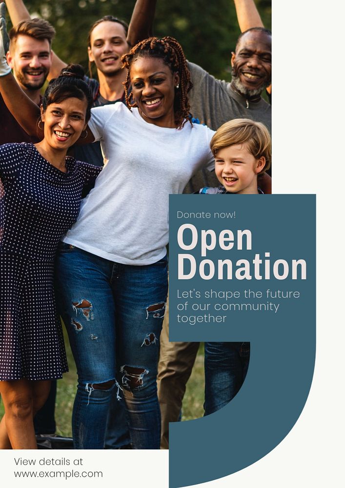 Open donation poster template, editable text & design