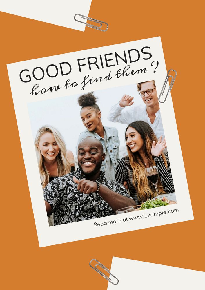 Good Friends poster template, editable text and design