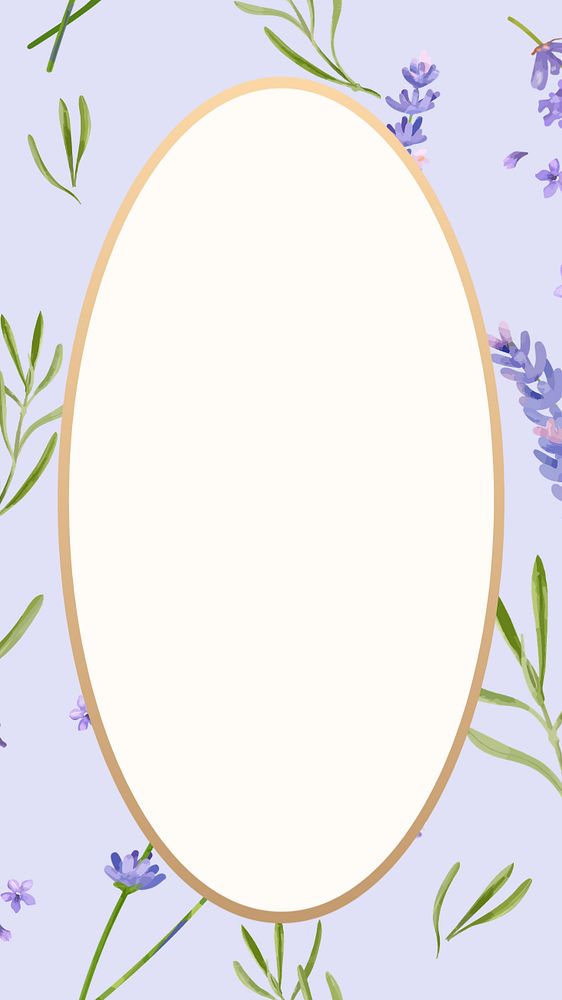 Editable flower frame mobile wallpaper, watercolor lavender design