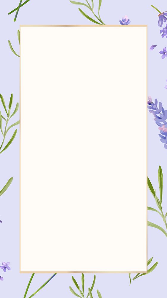 Watercolor flower frame mobile wallpaper, editable lavender design