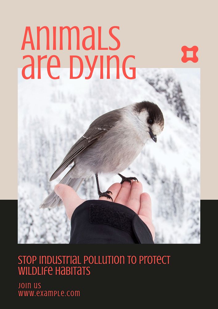 Animals are dying poster template, editable text & design