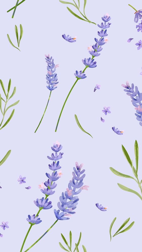 Editable floral mobile wallpaper, lavender pattern design