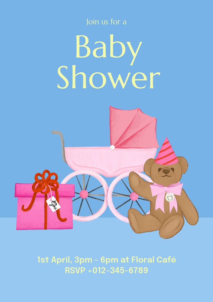 Baby shower  poster template, editable text and design