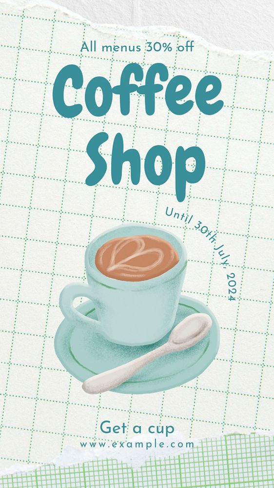 Coffee shop  Instagram story template, editable text