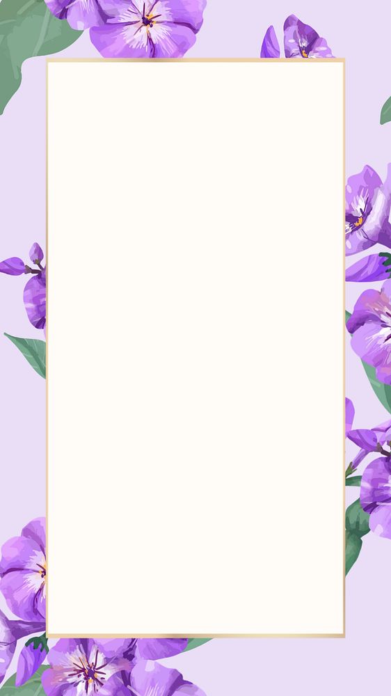 Watercolor phlox flower mobile wallpaper, editable frame design