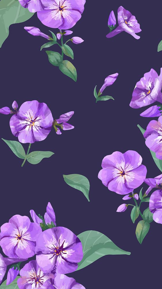 Editable floral mobile wallpaper, phlox pattern design