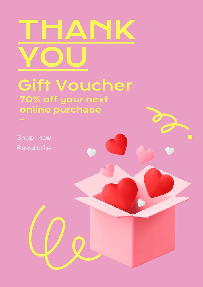 Gift voucher  poster template, editable text and design