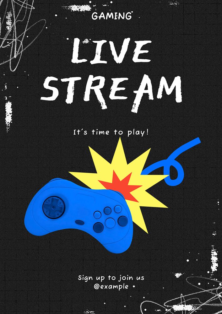 Live game streaming poster template, editable text and design