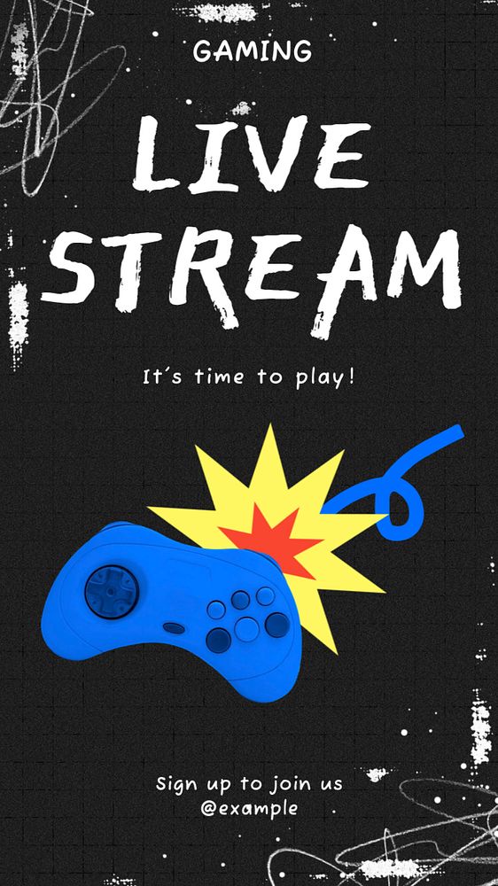 Live game streaming social story template, editable Instagram design 