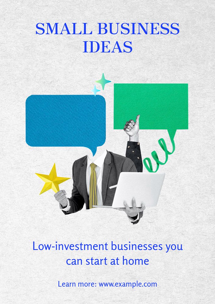 Small business ideas  poster template, editable text and design