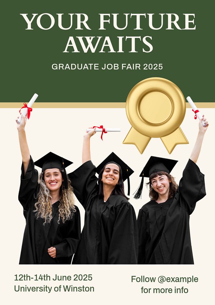 Graduate job fair poster template, editable text & design