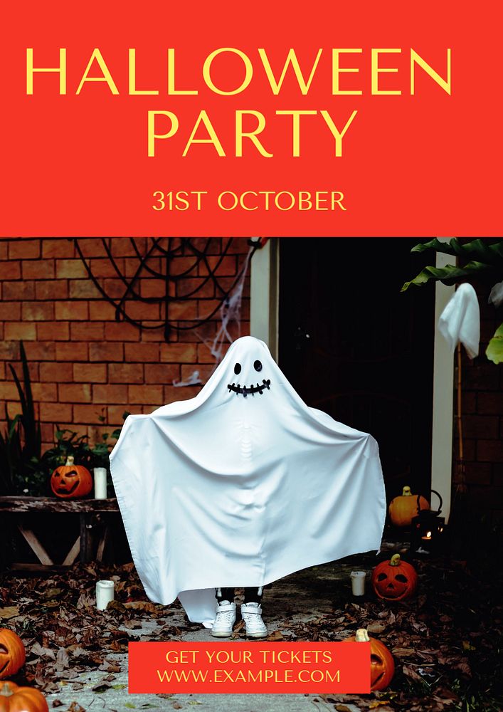 Halloween party poster template, editable text & design