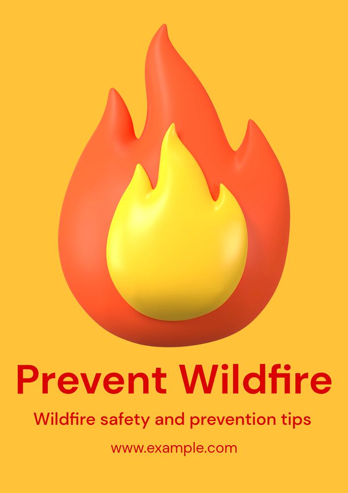 Prevent wildfire  poster template, editable text and design