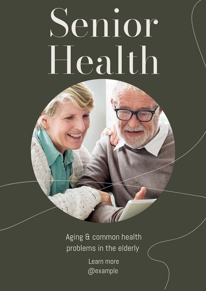 Senior health poster template, editable text & design