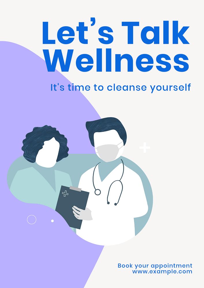 Wellness poster template, editable text & design