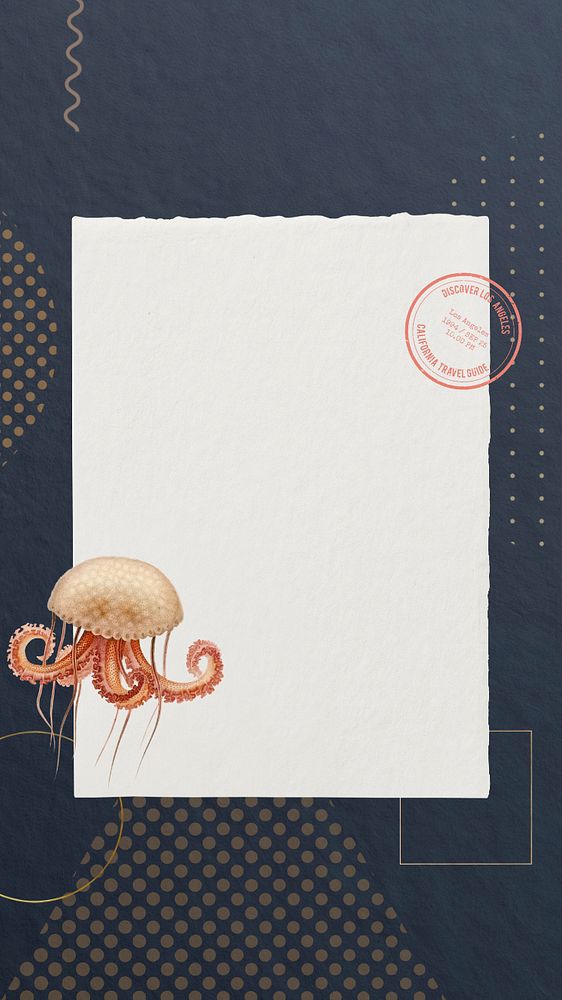 Vintage octopus iPhone wallpaper, editable  note paper