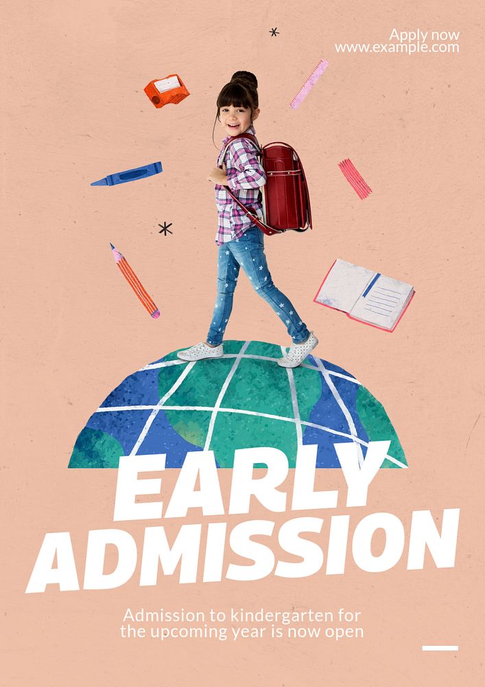 Early admission poster template, editable text & design